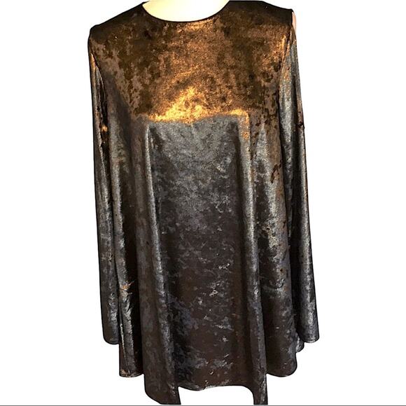 Show Me Your Mumu Stretch Crushed Velvet Cold Shoulder Teddy Tunic Dress XS NWT - Picture 5 of 13